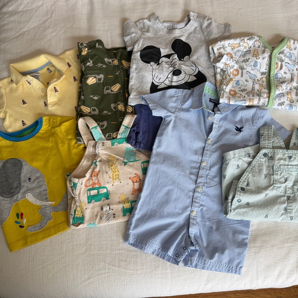 Baby Boy Clothes Lot 3-9M Boden M&S Carters Mickey Mouse Safari Nautical 8pc
